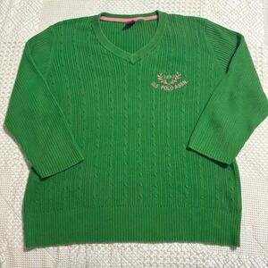 vintage US Polo Assn Bright Green and Pink Sweater